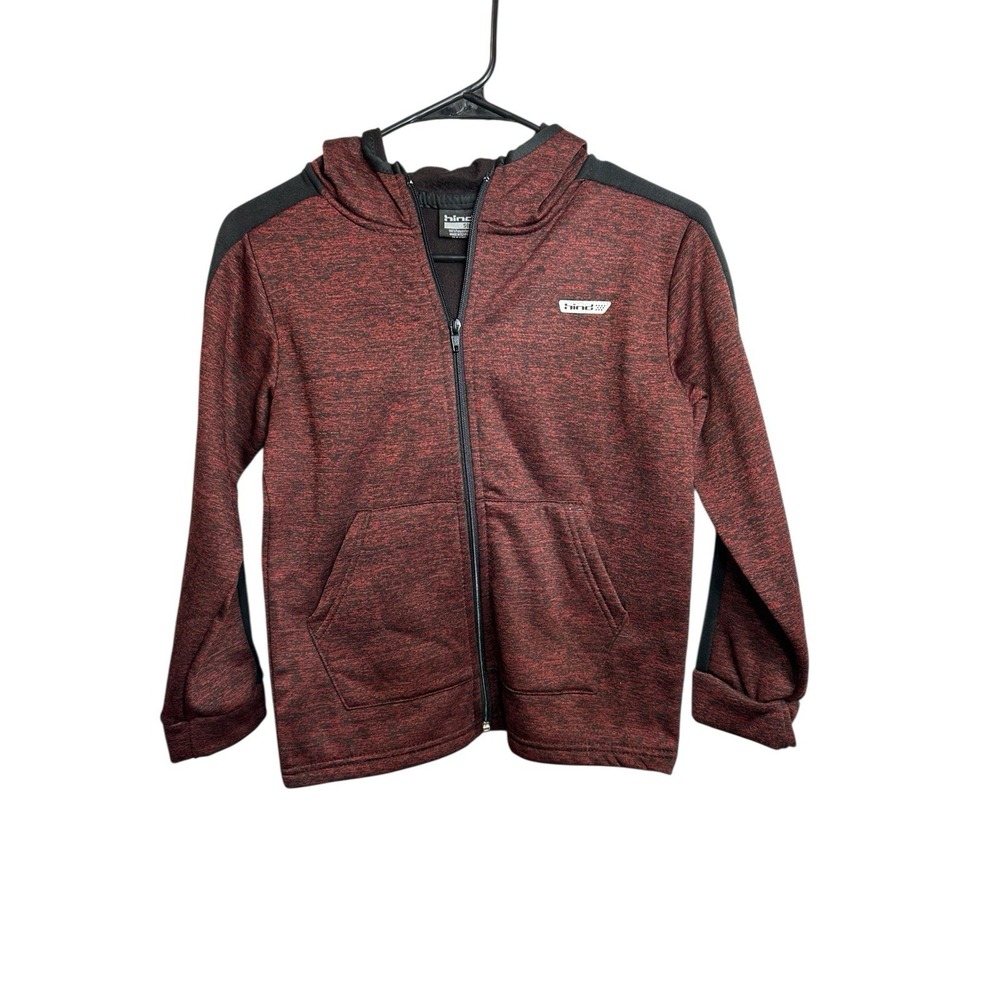hind boys hoodie long‎ sleeve red black full zip size small 8